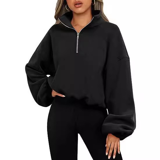Fleece Thickened Semi-zipper W - Yoga Fitness Hoodie ulasan dan harga