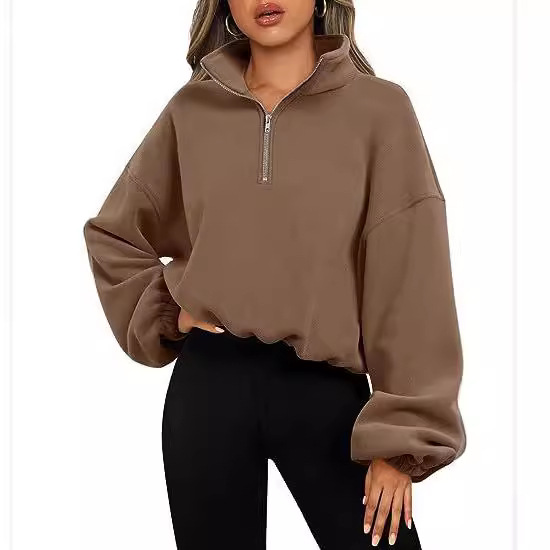 Fleece Thickened Semi-zipper W - Yoga Fitness Hoodie ulasan dan harga