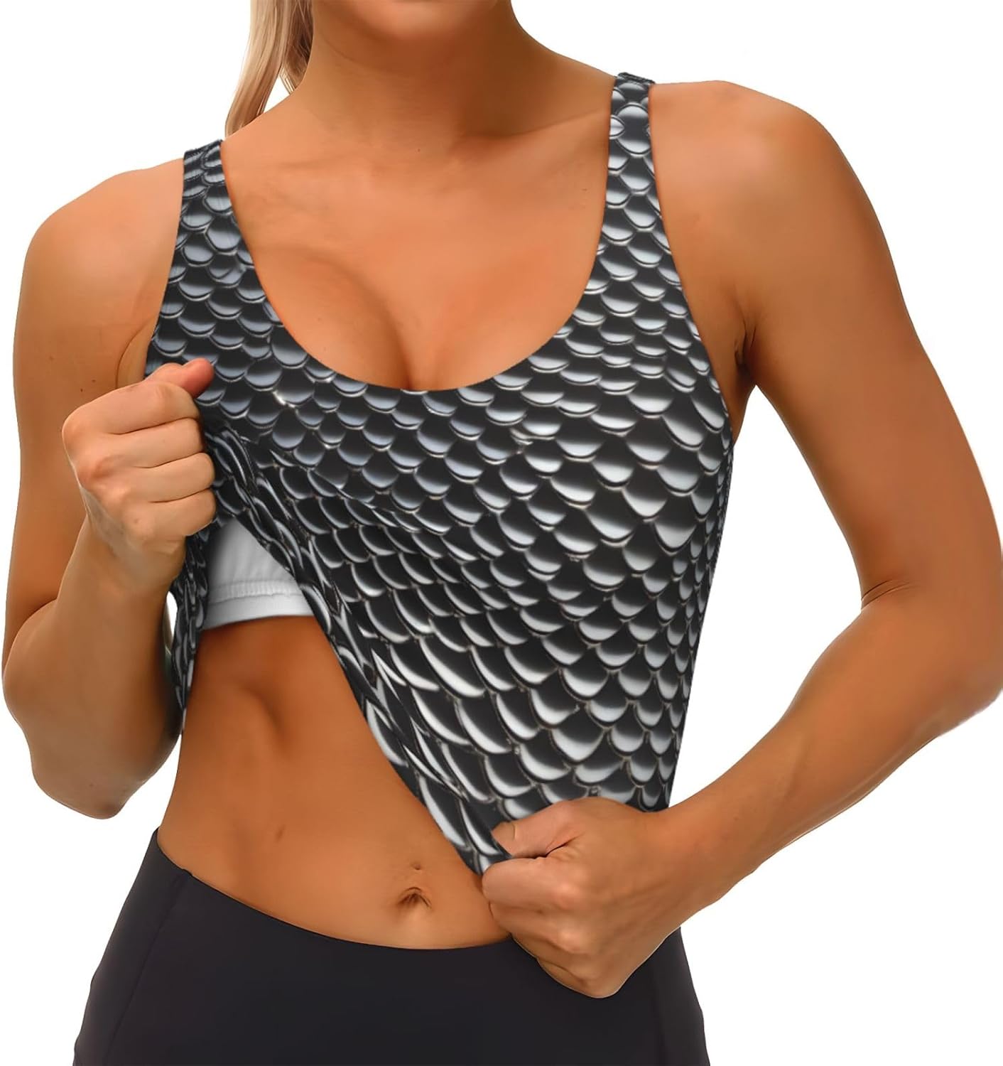 Silver fish scale Printed Wome - Yoga Fitness Workout ulasan dan harga