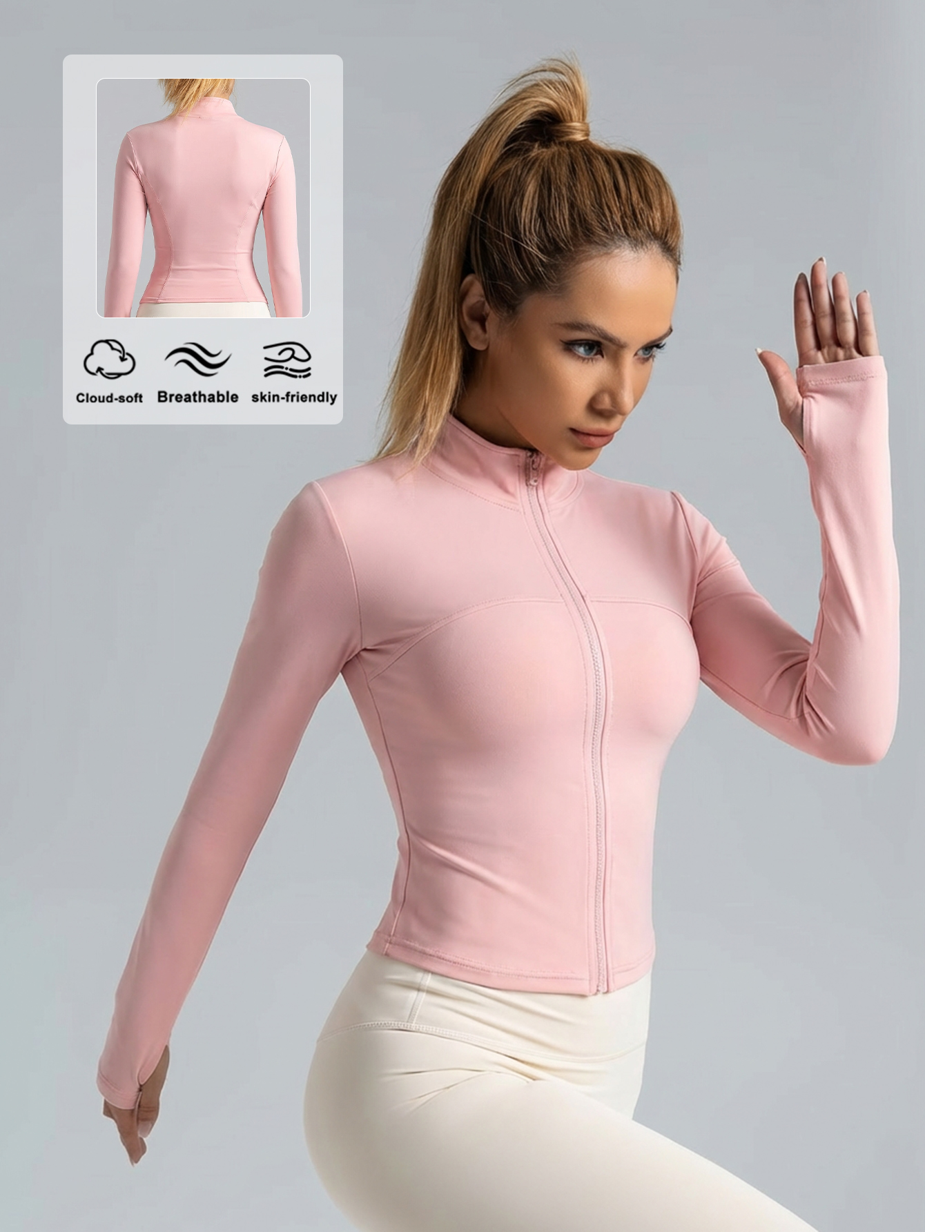 New Women Light pink Yoga Coat - Yoga In Fitness ulasan dan harga