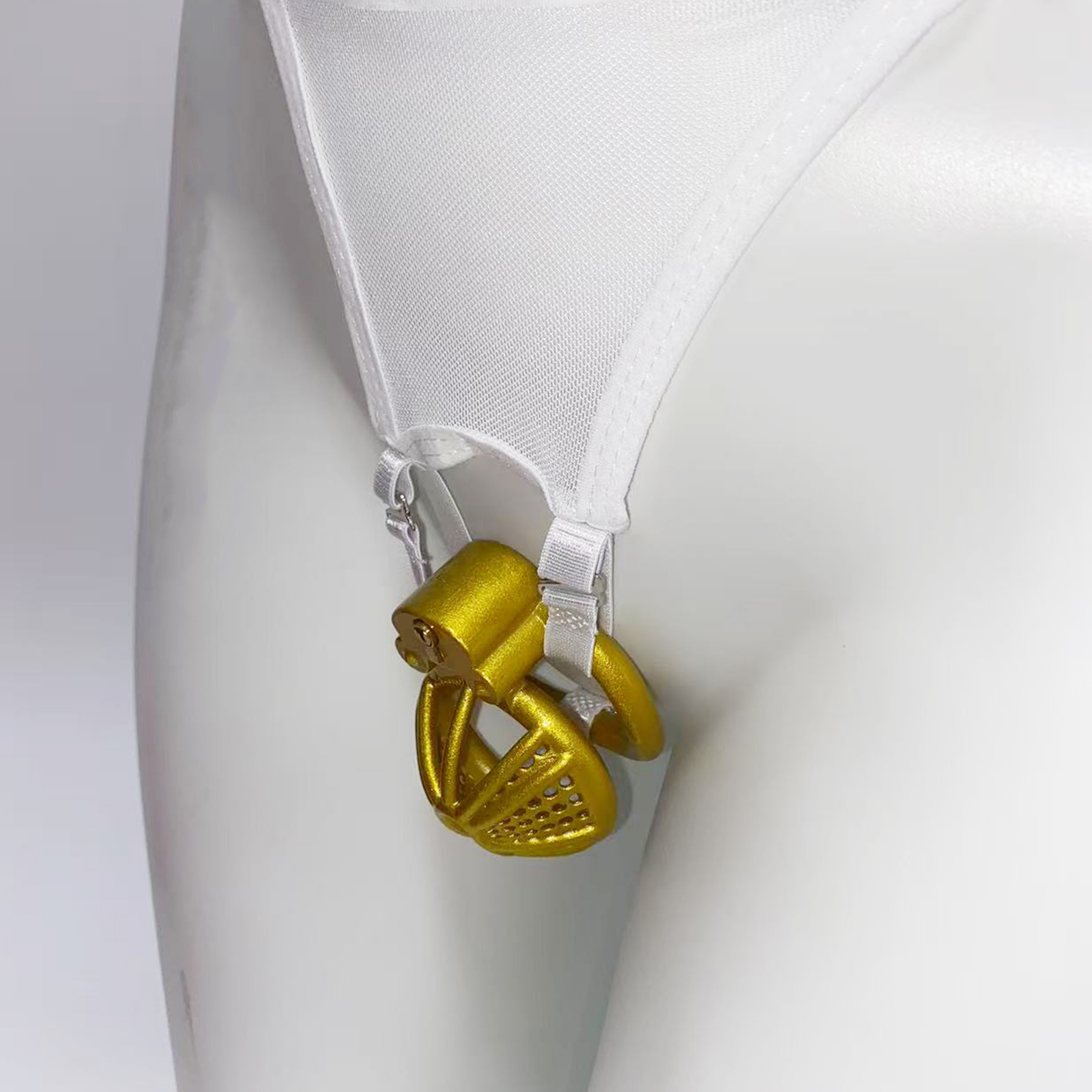 White Thong Male Chastity Cage - Resistance Bands ulasan dan harga