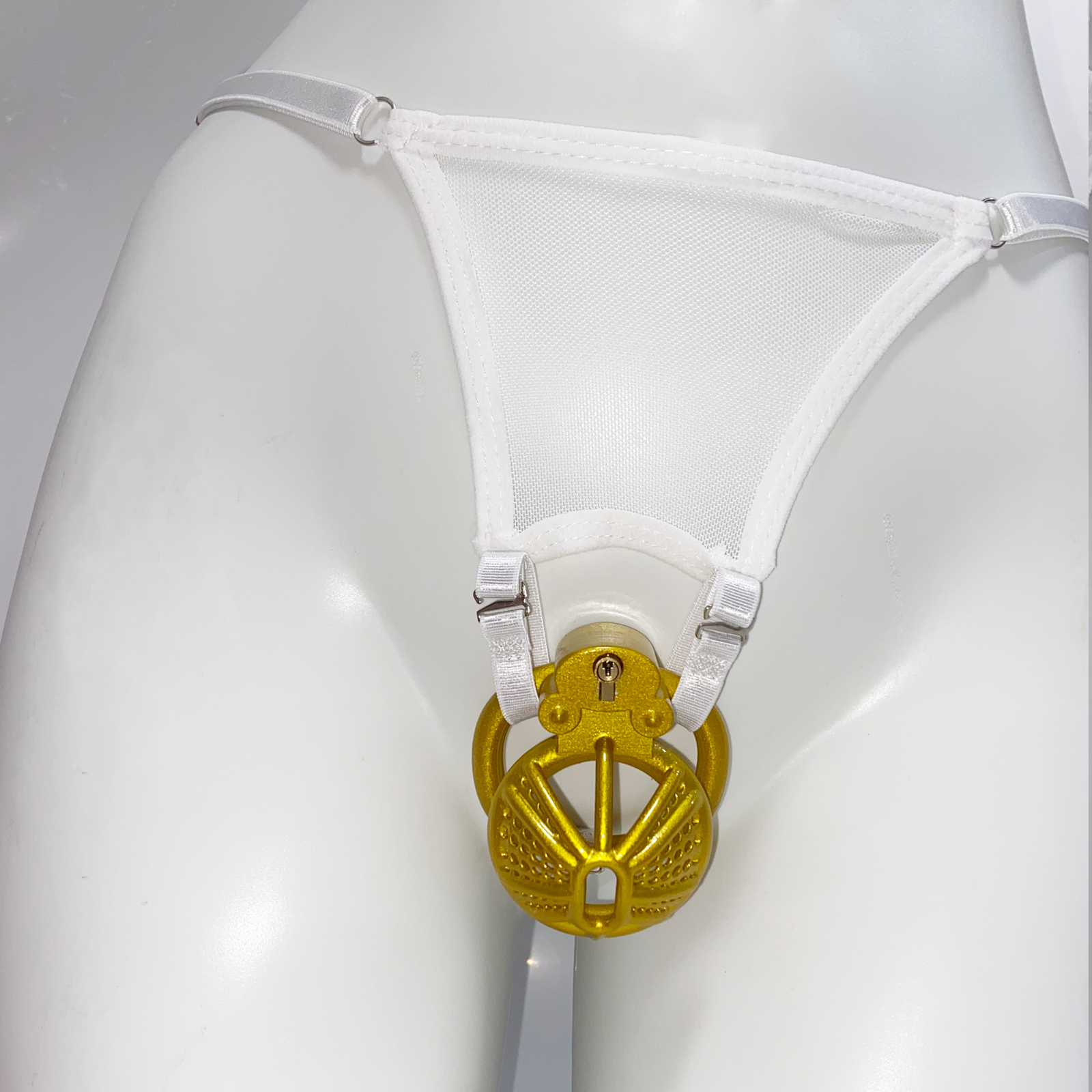 White Thong Male Chastity Cage - Resistance Bands ulasan dan harga