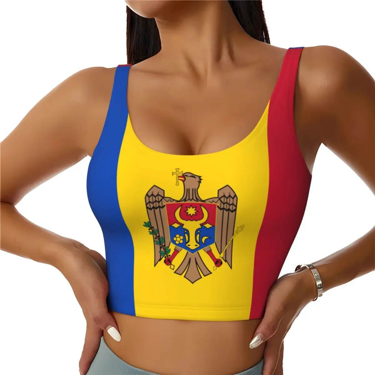 Moldova Flag Basic Tops Women  - Yoga Fitness Top ulasan dan harga