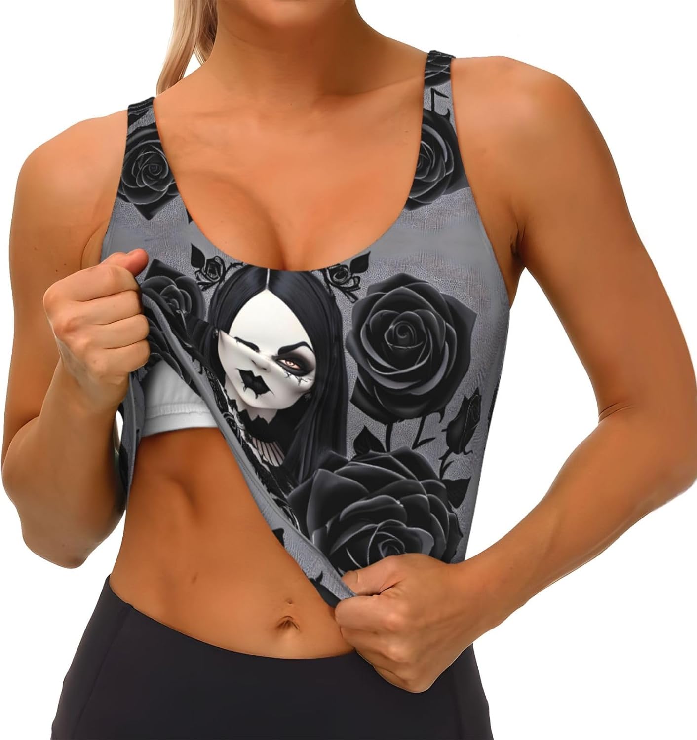 gothic black roses Printed Wom - Yoga Fitness Workout ulasan dan harga