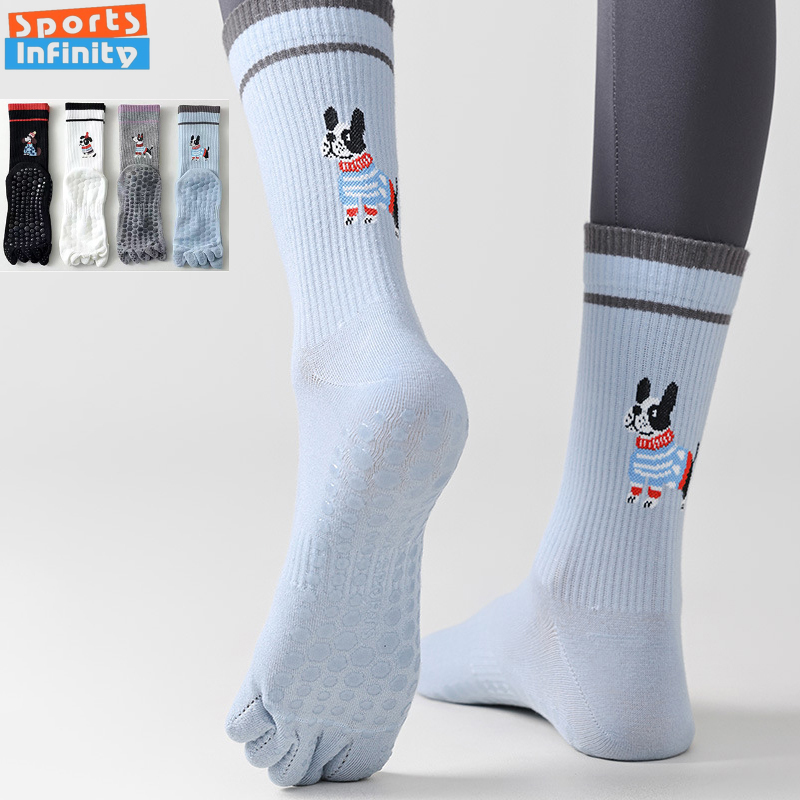 Cute Dog Print Yoga Socks Anti - Yoga Fitness Workout ulasan dan harga