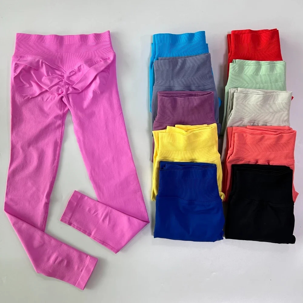 Yoga Leggings Women Low Ribbed - Yoga Fitness Workout ulasan dan harga