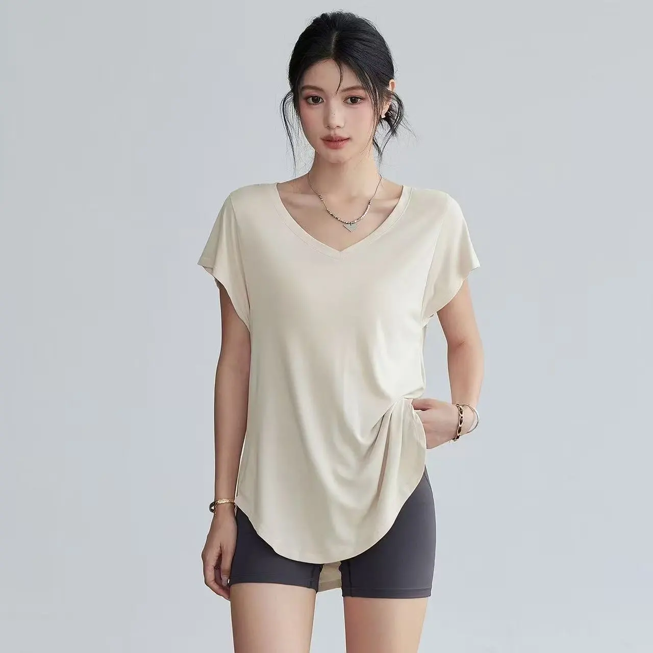 Women's Slimming Round Neck Yo - Yoga Fitness Top ulasan dan harga