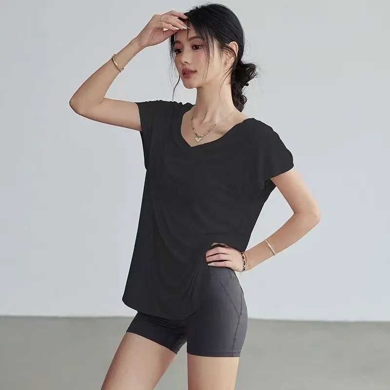 Women's Slimming Round Neck Yo - Yoga Fitness Top ulasan dan harga