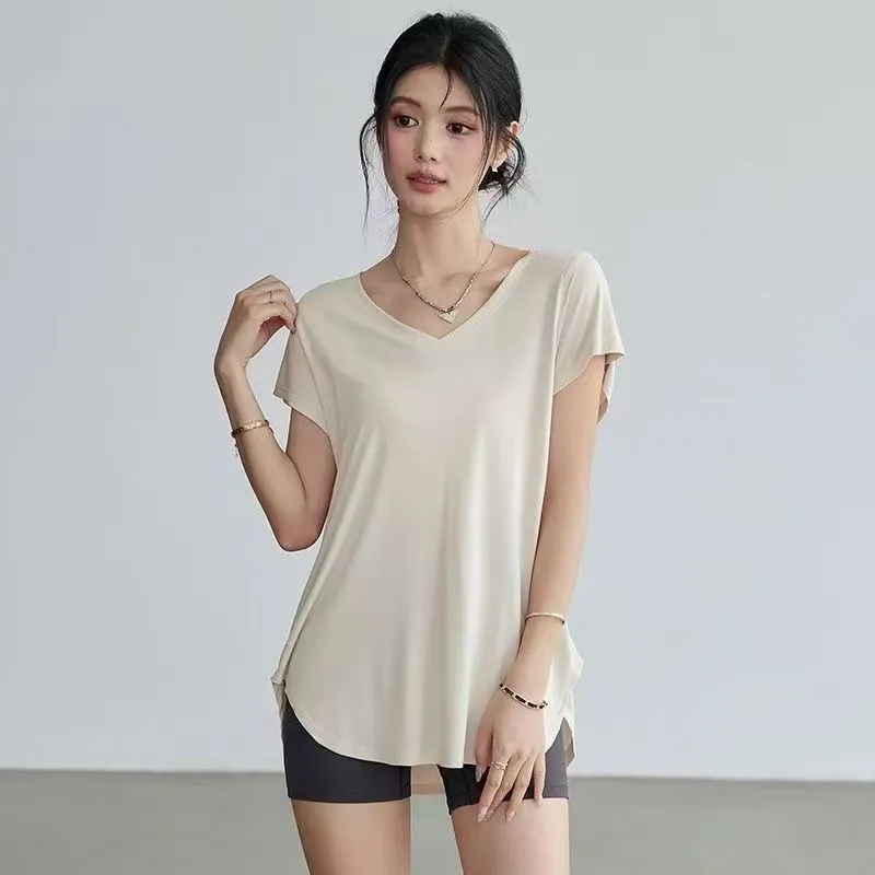 Women's Slimming Round Neck Yo - Yoga Fitness Top ulasan dan harga