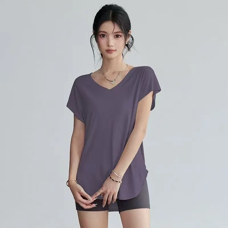 Women's Slimming Round Neck Yo - Yoga Fitness Top ulasan dan harga